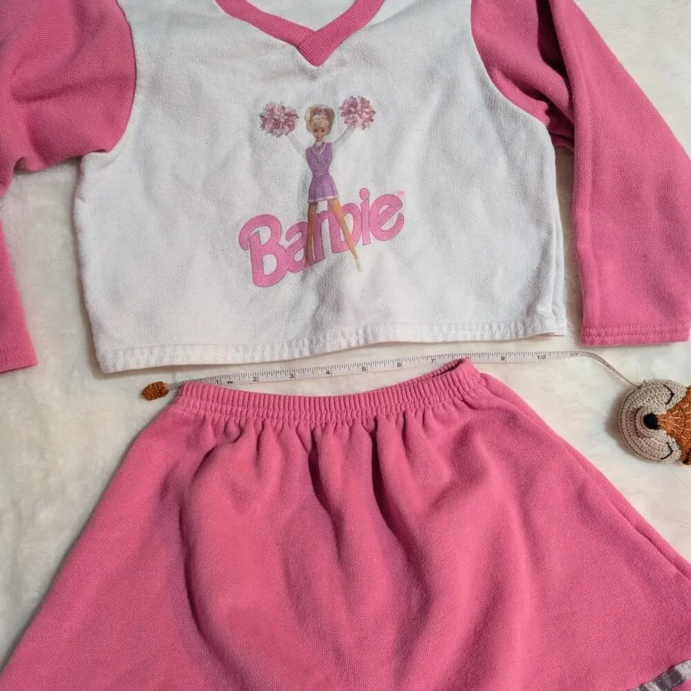 Vintage Barbie | Cheerleader Sweatshirt & Fleece Skirt Outfit Set | Girls 4